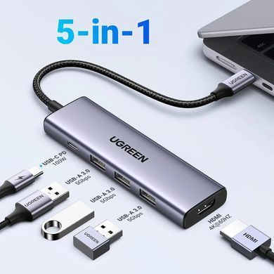 USB-хаб UGREEN CM511 USB-C To HDMI+3*USB 3.0 A+PD Power Converter (UGR-15597) [804419]