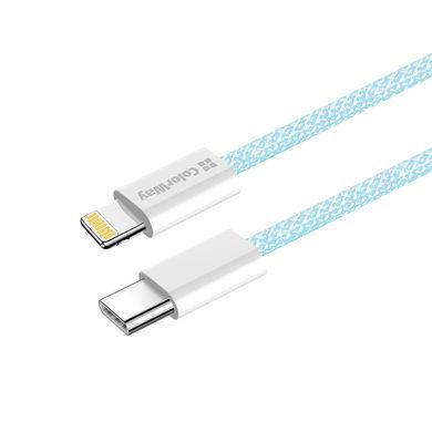 Кабель ColorWay Lightning + USB Type-C (M/M), 3.0 А, 1 м, Blue (CW-CBPDCL061-BL) [604167]