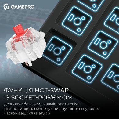 Клавіатура бездротова GamePro Asgard Drakkar Keychron Super Red Switch Black (MK305BK) [616474]