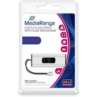 Флеш-накопичувач USB3.0 64GB MediaRange Black/Silver (MR917) [607302]