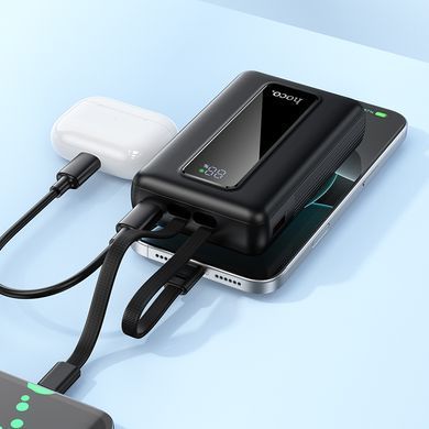 Зовнішній акумулятор HOCO J162A Full power 22.5W+PD20W fully compatible power bank with two cables(20000mAh) Black (6942007663083) [806398]