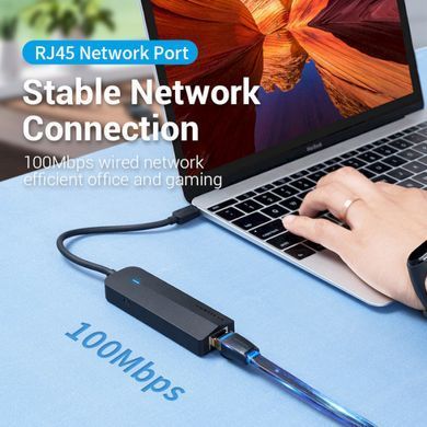 USB-хаб Vention USB-C to USB 3.0*3/RJ45/Micro-B HUB 0.15M Black ABS Type (TGPBB) [802757]