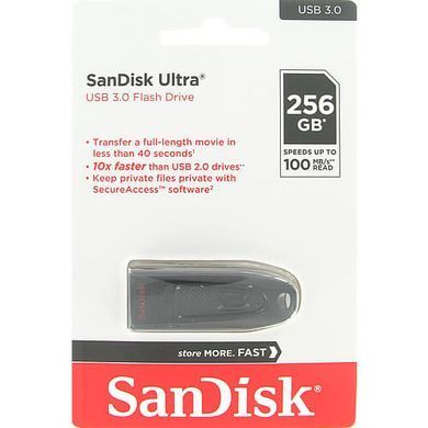 Флеш-накопичувач SanDisk USB 3.0 Ultra 256Gb (130Mb/s) Black (SDCZ48-256G-U46) [805502]