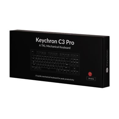 Клавіатура механічна Keychron C3 Pro 87Key, K pro Brown, USB-A, QMK, Hot-swap, EN/UKR, RGB, чорний (C3PH3_KEYCHRON) [13620]