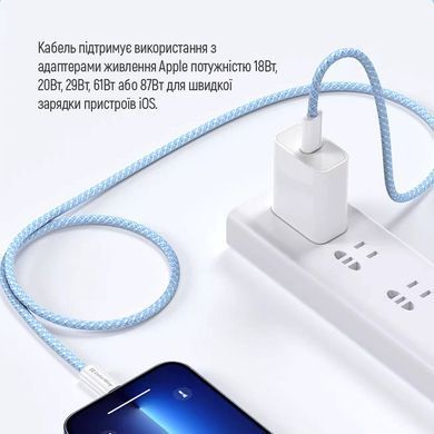 Кабель ColorWay Lightning + USB Type-C (M/M), 3.0 А, 1 м, Blue (CW-CBPDCL061-BL) [604167]