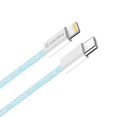 Кабель ColorWay Lightning + USB Type-C (M/M), 3.0 А, 1 м, Blue (CW-CBPDCL061-BL) [604167]
