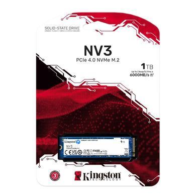Накопичувач SSD 1TB M.2 NVMe Kingston NV3 M.2 2280 PCIe Gen4.0 x4 (SNV3S/1000G) [608528]