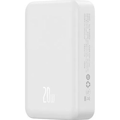 Зовнішній акумулятор Baseus Magnetic Mini Wireless Fast Charge Power Bank 10000mAh 20W White (PPCX070002) [805552]