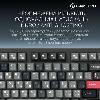 Клавіатура бездротова GamePro Asgard Drakkar Keychron Super Red Switch Black (MK305BK) [616474]