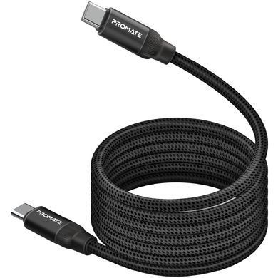 Кабель Promate Springy USB Type-C - USB Type-C (M/M), 3 A, 60 W, 1.2 м, Black (springy.black) [604303]