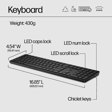 Клавіатура мембранна HP 450 Programmable, 108key, WL, EN/UK, чорний (4R184AA) [103570]