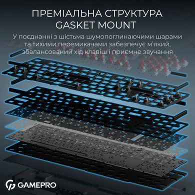 Клавіатура бездротова GamePro Asgard Drakkar Keychron Super Red Switch Black (MK305BK) [616474]