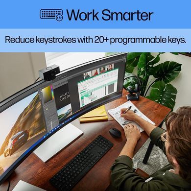 Клавіатура мембранна HP 450 Programmable, 108key, WL, EN/UK, чорний (4R184AA) [103570]
