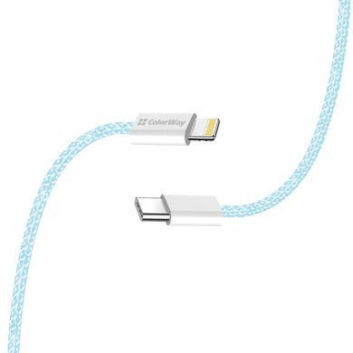 Кабель ColorWay Lightning + USB Type-C (M/M), 3.0 А, 1 м, Blue (CW-CBPDCL061-BL) [604167]