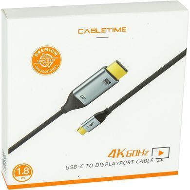 Кабель Cabletime USB Type-C - DisplayPort (M/M), 4K, Ultra HD, 1.8м, V1.2, Black (CA913305) [604358]