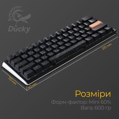 Клавіатура Ducky One 3 Mini Cherry MX Brown RGB UA USB Black (DKON2161ST-BUAPXCLAWSC1) [614131]