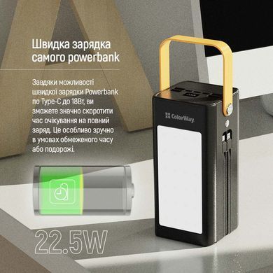 Універсальна мобільна батарея ColorWay LCD/Lamp 80000mAh Black (CW-PB800LPA8BK-PDD) [603506]