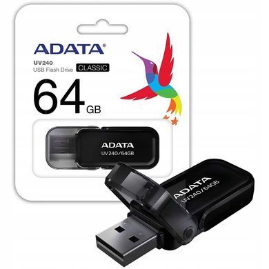 Флеш-накопичувач ADATA USB 2.0 AUV 240 64Gb Black (AUV240-64G-RBK) [802904]