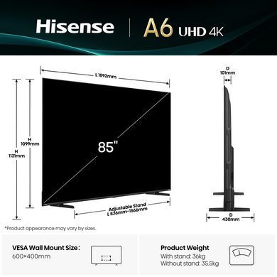 LED-телевізор Hisense 85A6Q (20016041) [203222]