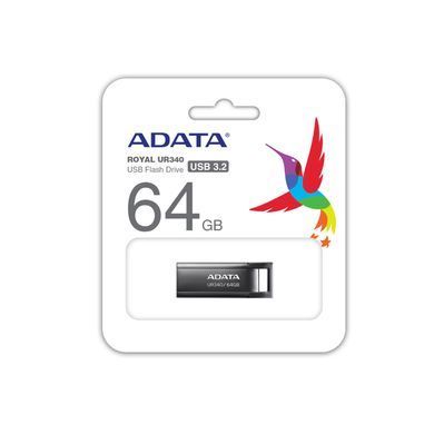 Флеш-накопичувач ADATA USB 3.2 UR340 64Gb Black (AROY-UR340-64GBK) [805269]