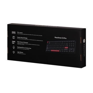 Клавіатура механічна Keychron C3 Pro 87Key, K pro Brown, USB-A, QMK, Hot-swap, EN/UKR, RGB, чорний (C3PH3_KEYCHRON) [13620]