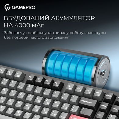 Клавіатура бездротова GamePro Asgard Drakkar Keychron Super Red Switch Black (MK305BK) [616474]