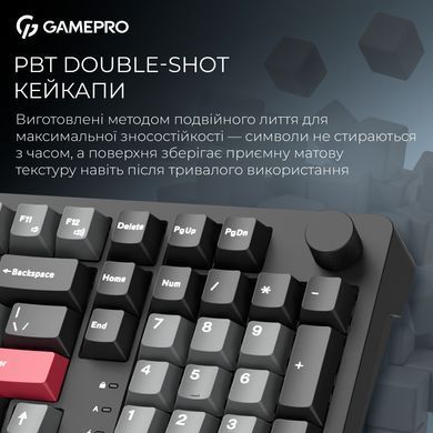 Клавіатура бездротова GamePro Asgard Drakkar Keychron Super Red Switch Black (MK305BK) [616474]