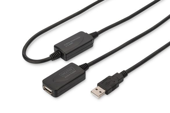 Подовжувач DIGITUS USB 2.0 Active Cable, A/M-A/F, 20м, чорний (DA-73102) [108528]