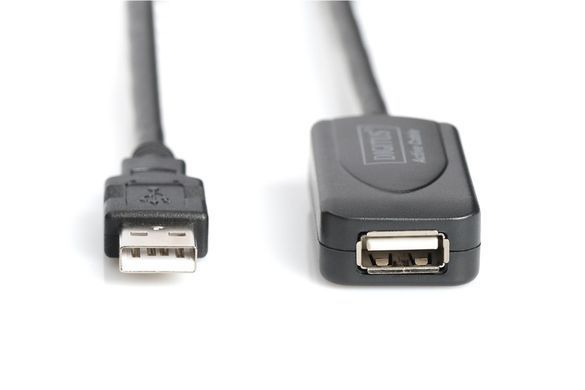 Подовжувач DIGITUS USB 2.0 Active Cable, A/M-A/F, 20м, чорний (DA-73102) [108528]