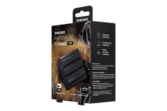 Твердотільний запам&rsquo;ятовувальний пристрій накопичувач (SSD) USB3.2 4TB EXT. SHIELD T7 SAMSUNG (MU-PE4T0S/EU) [501346]