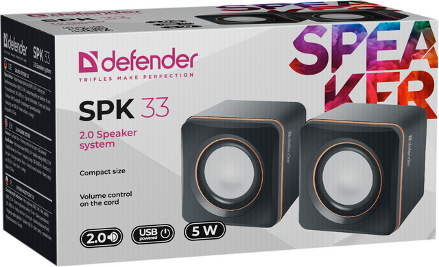 Акустика Defender 2.0 SPK 33 5W USB Black (65633) [203815]