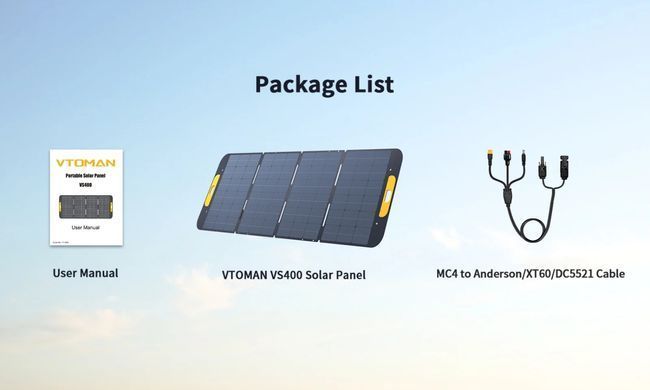 Сонячна панель Vtoman 400W 40V IP67 MC-4/Anderson/XT60/DC5521 (VS400) [404446]