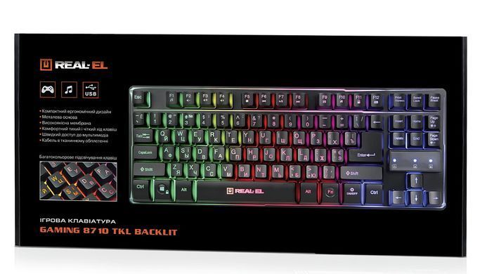 Клавіатура REAL-EL Gaming 8710 TKL Backlit Ukr Black (EL123100030) [605944]