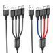 Кабель HOCO X76 USB to iP+Type-C+Type-C+Micro 2A, 1m, nylon, aluminum connectors Black+Red+Blue (6931474768650) [805251], фото 3