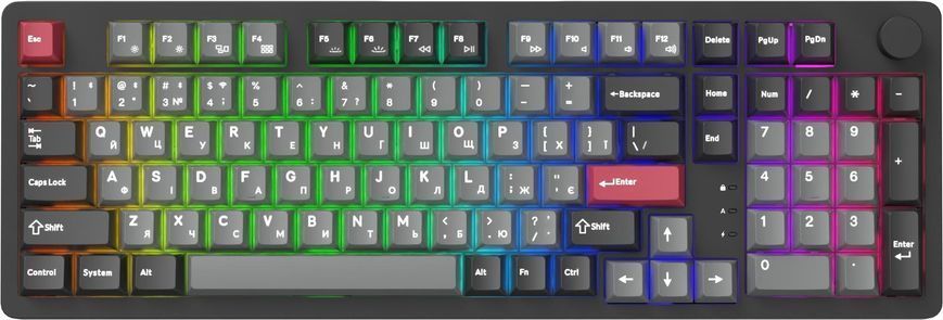 Клавіатура бездротова GamePro Asgard Drakkar Keychron Super Red Switch Black (MK305BK) [616474]