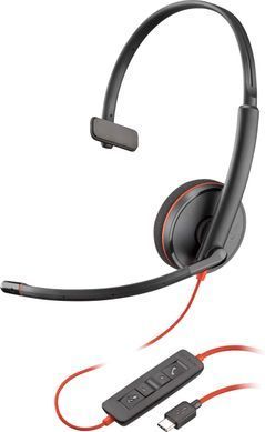 Гарнітура комп'ютерна моно On-ear Poly Blackwire 3210, USB-A, USB-C, всеспрямований, чорний (8X214AA) [107395]