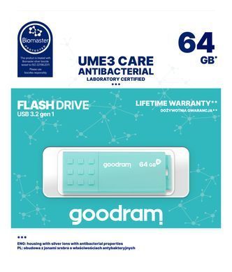 Флеш-накопичувач USB3.2 64GB Goodram UME3 Care Green (UME3-0640CRR11) [607256]