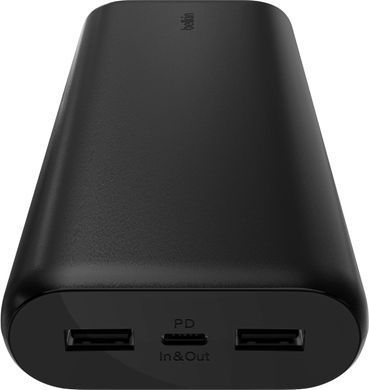 Акумулятор портативний літій-іонний Power Bank Belkin 20000мА&middot;год, 20Вт, 2хUSB-A/USB-C, чорний (BPB014BTBK) [108439]