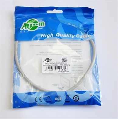 Патч-корд литий, UTP, RJ45, Cat.5e, 0,5m, сірий (9159) [610076]