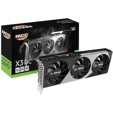 Відеокарта GeForce RTX5070 Ti Inno3D X3 OC, 16GB GDDR7, 256bit, PCI Express 5.0 (N507T3-16D7X-176068N) [400879]