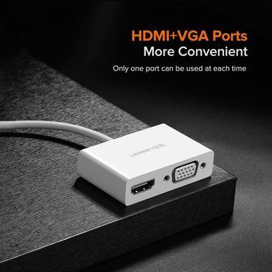 USB-хаб UGREEN USB Type C to HDMI + VGA Converter (White) (UGR-30843) [802763]