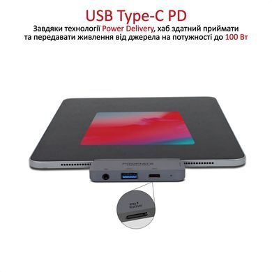 USB-хаб Promate PadHub-Pro USB Type-C 4-в-1 Grey (padhub-pro.grey) [605156]