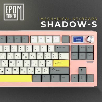 Клавіатура бездротова Epomaker Shadow-S TKL Wisteria Linear Switch Hot-Swap (2.4G/BT/USB) LCD Screen RGB UA Pink (SHS-P-WL) [614137]