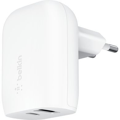 Зарядний пристрій мережевий Belkin 37Вт USB-C PD PPS 25Вт, USB-A 12Вт, білий (WCB007VFWH) [108886]