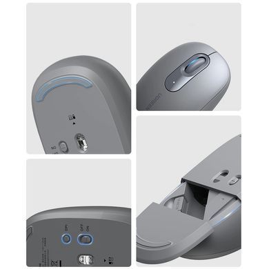 Мишка UGREEN 2.4GHz MU105, бездротова, 2400dpi., 3кн., Сіра (90669) [401299]
