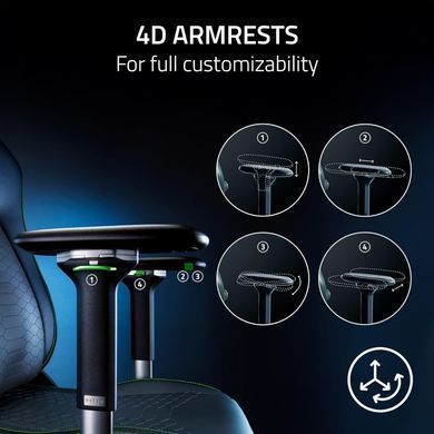 Крісло Razer Iskur V2 NewGen, EPU шкіра з CoolTouch&trade;, 4D-Armrests, чорний (RZ38-04900800-R3G1) [114795]