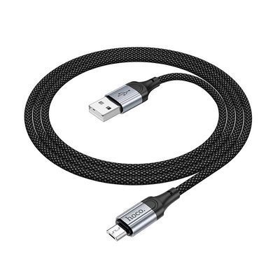 Кабель HOCO X102 USB to Micro 2.4A, 1m, nylon, aluminum connectors, Black (6942007608763) [802422]