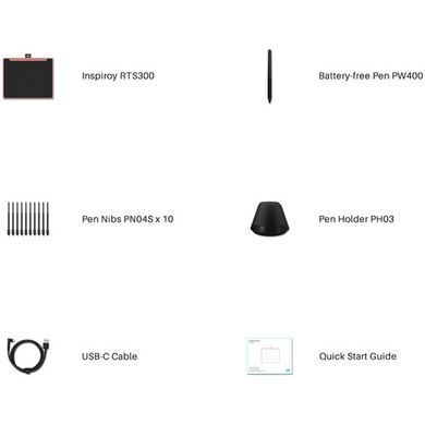 Графічний планшет Huion 6.3"x3.9", USB-C, чорний (RTS-300) [104762]