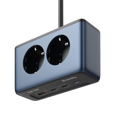 Фільтр живлення ColorWay 45W 2 розетки, 1xUSB-A 2xUSB-C, 2 м, синій (CW-CHE25PDB) [619938]
