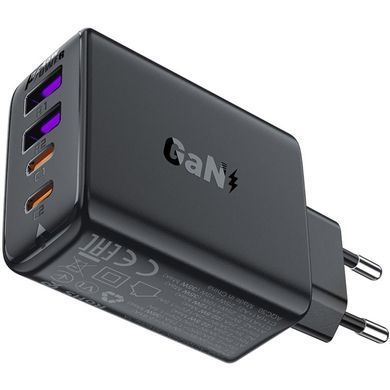 Зарядний пристрій 4xUSB 45W (2xUSB-C+2xUSB-A) Gan A61 Fast Charger Black Acefast (6974316282754) [402150]